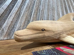Balinese Hand Carved Suar Wood Dolphin Sculpture - Dolphin Wood Carving