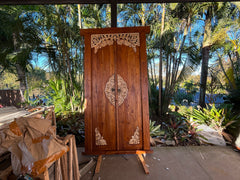 Authentic Balinese Teak Doors in Frame - Hand Carved Recycled Teak Bali Doors