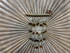 Balinese Sea Glass w/Wood Top Windchime / Mobile - Glass Chime Decor Hanger