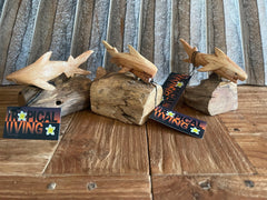 NEW Balinese Hand Carved & Crafted Suar Wood Shark Sculpture - Bali Carving