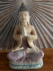 Balinese Cast Concrete Buddha Statue w/hand colouring - Bali Buddha Statue