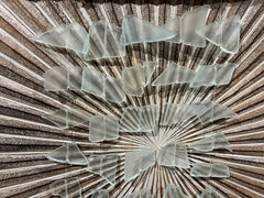 Balinese Sea Glass w/Wood Top Windchime / Mobile - Glass Chime Decor Hanger