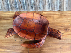 NEW Balinese Hand Carved Suar Wood Turtle Bowl - Bali Double Carved Turtle Bowl