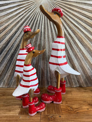 NEW Balinese Hand Carved Wooden S Striped Duck - Bali Rice Paddy Duck