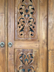 Authentic Balinese Teak Doors in Frame - Hand Carved Recycled Teak Bali Doors