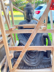 NEW Balinese Master Carved LAVA Stone Buddha Statue w/Cloak - RARE PIECE!!