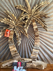 Bali Handmade Driftwood Palm Tree Wall Decor 65cm - Bali Tropical Wall Art