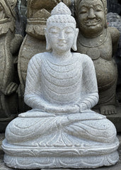 NEW Balinese Carved LAVA Stone Buddha Statue - Lava Bali Buddha 60cm