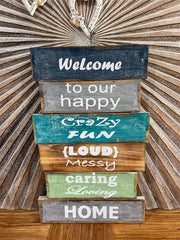 Balinese Hand Crafted WELCOME TO OUR HAPPY.... HOME Sign - Bali Family Sign