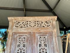 Authentic Balinese Teak Doors in Frame - Hand Carved Recycled Teak Bali Doors