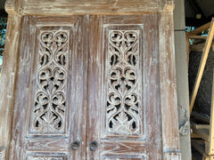 Authentic Balinese Teak Doors in Frame - Hand Carved Recycled Teak Bali Doors