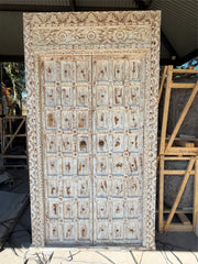 Authentic Balinese Teak Doors in Frame - Hand Carved Recycled Teak Bali Doors