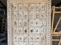 Authentic Balinese Teak Doors in Frame - Hand Carved Recycled Teak Bali Doors