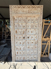 Authentic Balinese Teak Doors in Frame - Hand Carved Recycled Teak Bali Doors