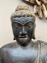 NEW Balinese Master Carved Polished LAVA Stone Buddha Statue - RARE PIECE!!