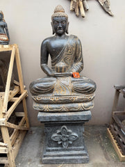 NEW Balinese Master Carved Polished LAVA Stone Buddha Statue - RARE PIECE!!