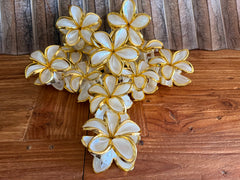 Frangipani Hair Clip - Pearl White/Gold - Frangipani Claw Hair Clip - GREAT GIFT