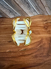 Frangipani Hair Clip - Pearl White/Gold - Frangipani Claw Hair Clip - GREAT GIFT