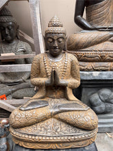 Balinese Master Carved LAVA Stone Buddha Statue w/Batik Cloak - RARE PIECE!!