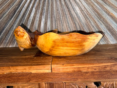 NEW Balinese Hand Carved Suar Wood Whale Bowl - Bali Carved Whale Bowl 40cm