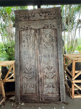 Primitive Balinese Teak Doors in Frame - Hand Carved Recycled Teak Bali Doors