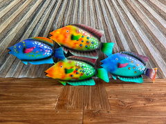 Balinese Hand Crafted Metal 4 Fish Wall Art - Bali 4 Fish Metal Wall Plaque