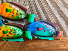 Balinese Hand Crafted Metal 4 Fish Wall Art - Bali 4 Fish Metal Wall Plaque