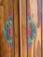 Authentic Balinese Teak Doors in Frame - Hand Carved Recycled Teak Bali Doors