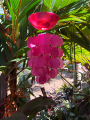 Balinese Capiz Shell Mobile / Wind Chime - Bali Shell Wind Chime - Pink