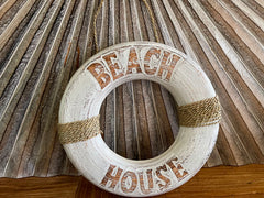 NEW Balinese Timber Life Buoy BEACH House Sign - Bali Beach House Life Buoy Sign