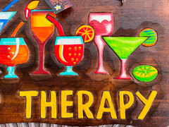 NEW Hand Crafted & Carved TIKI GROUP THERAPY Sign Tropical Island Bali Bar Sign