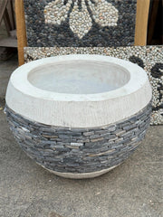 NEW Balinese Hand Crafted & Inlaid Marble Chip Pot - Bali Feature Pot - 40x30cm