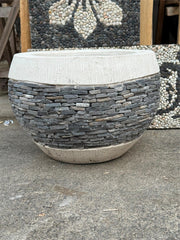 NEW Balinese Hand Crafted & Inlaid Marble Chip Pot - Bali Feature Pot - 40x30cm