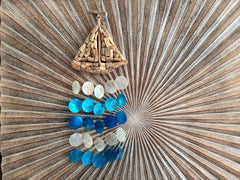 Driftwood Boat/Capiz Shell Windchime / Mobile - Bali Boat Windchime S