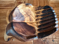 Balinese Hand Carved Wood Praying Hands Bowl - Praying Hands Trinket Holder