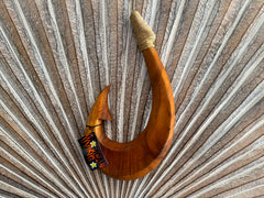 Hand Crafted Polynesian Fishing Hook Wall Art - NZ Maori Suar Wood Fishing Hook