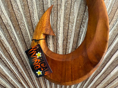 Hand Crafted Polynesian Fishing Hook Wall Art - NZ Maori Suar Wood Fishing Hook