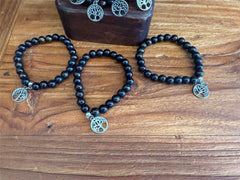 NEW Hand Crafted Stone Bead w/Tree of Life Charm Bracelet - One size.