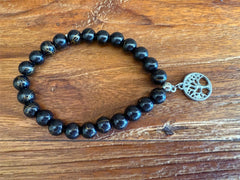 NEW Hand Crafted Stone Bead w/Tree of Life Charm Bracelet - One size.