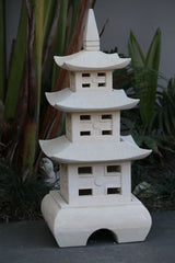 NEW BALINESE HAND CARVED LIMESTONE PAGODA LANTERN