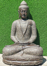 NEW Balinese Master Carved LAVA Stone Buddha Statue w/Batik Cloak - RARE PIECE!!