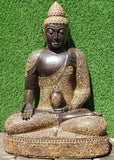 NEW Balinese Master Carved LAVA Stone Buddha Statue w/Batik Cloak - RARE PIECE!!
