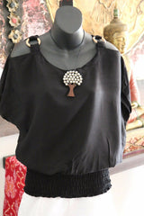 Ladies Casual Top with Cut Out Sleeve - 11 COLOURS One Size - Ladies Bali Top