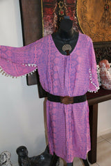 NEW Ladies Rayon/Cotton Bali Pom Pom Dress / One Size / Great mid-season dress..