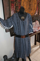 NEW Ladies Rayon/Cotton Bali Pom Pom Dress / One Size / Great mid-season dress..