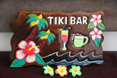 NEW Hand Crafted & Carved TIKI BAR Sign - Bali Bar Sign - Tropical Island Bar