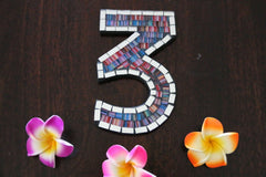 NEW Balinese Mosaic House Number - Choose from 1-0 - Mosaic House or Unit Number