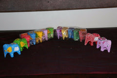 NEW Balinese Hand Carved Pack 5 Elephants - 2 designs available