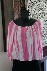 Beautiful 3/4 Sleeve Striped Top - 4 COLOURS AVAIL One Size - Balinese Clothing