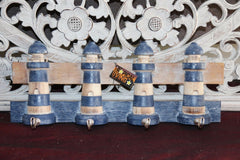 NEW Balinese Handmade Lighthouse 4 Hook Hanger - Bali Nautical Home Decor